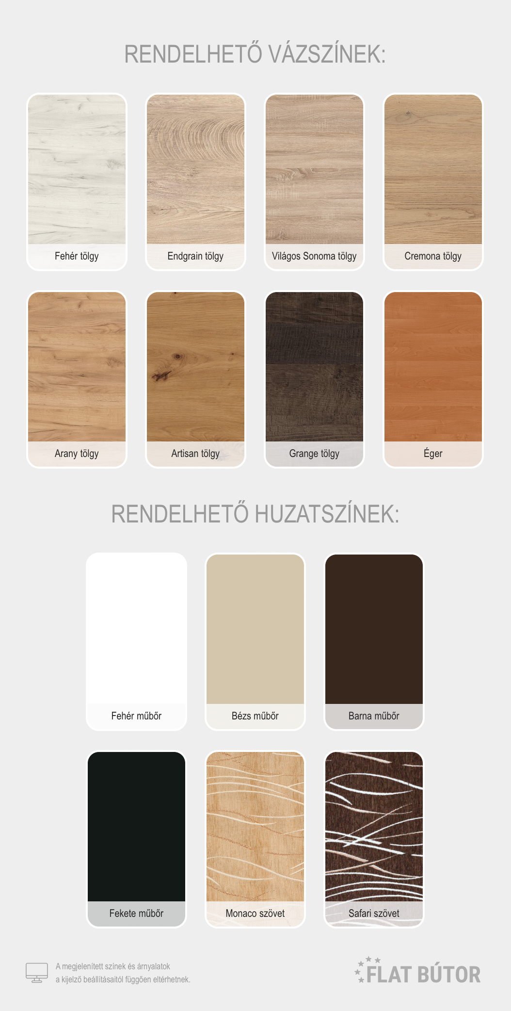 Konyhai sarokpad elemekhez rendelhető váz- és huzatszínek