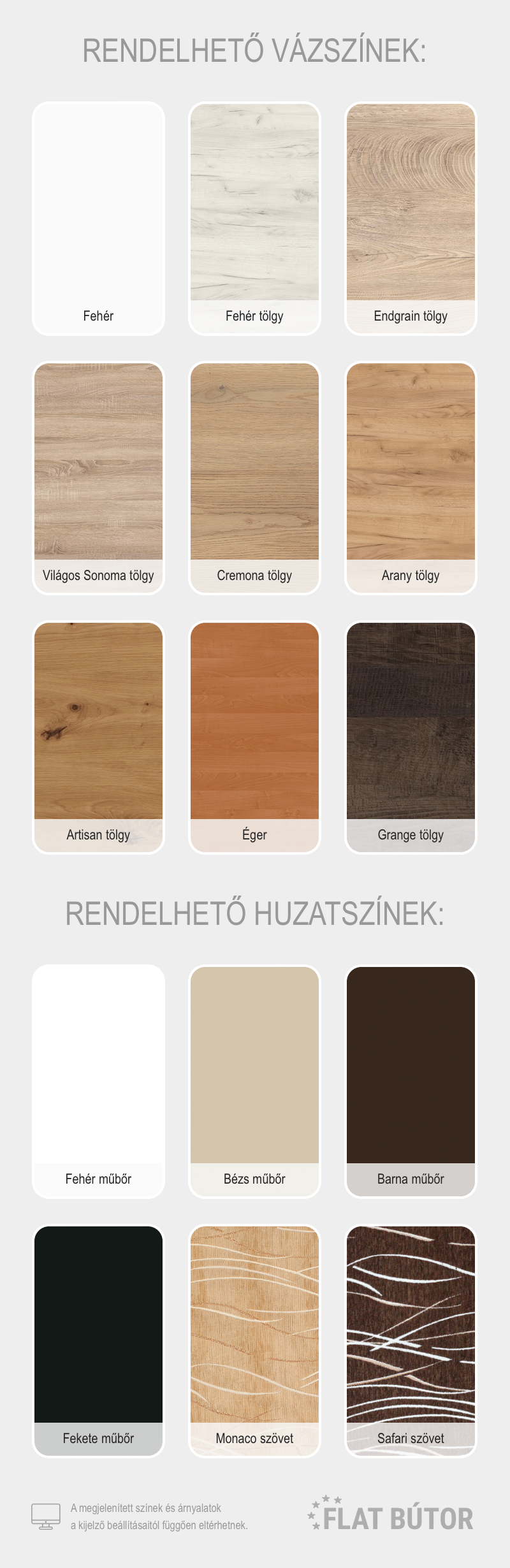 Székekhez rendelhető váz- és huzatszínek